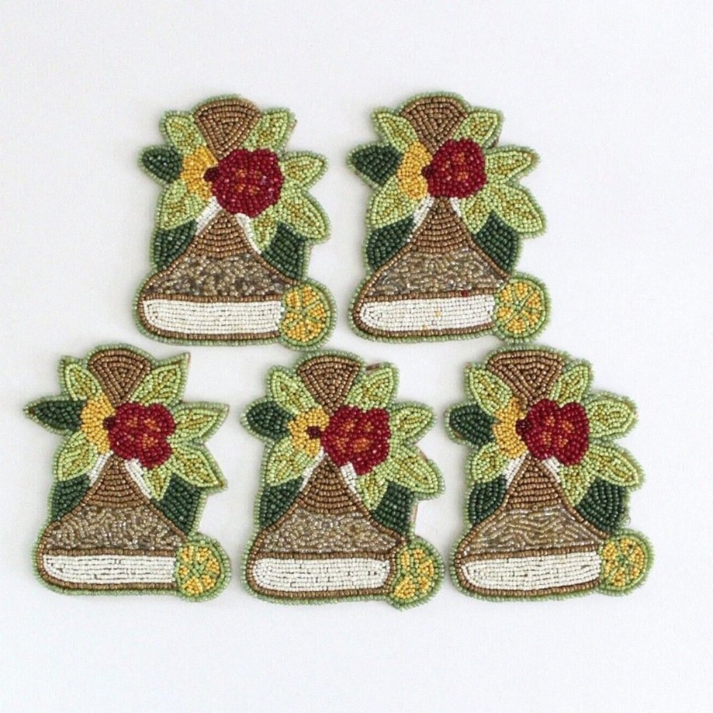 Pier 1 Beaded Floral Orchid Coasters Set of 5